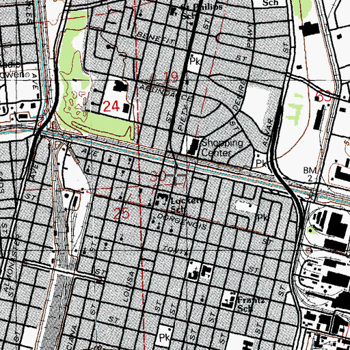 Topographic Map of Law Street Child Development Center, LA