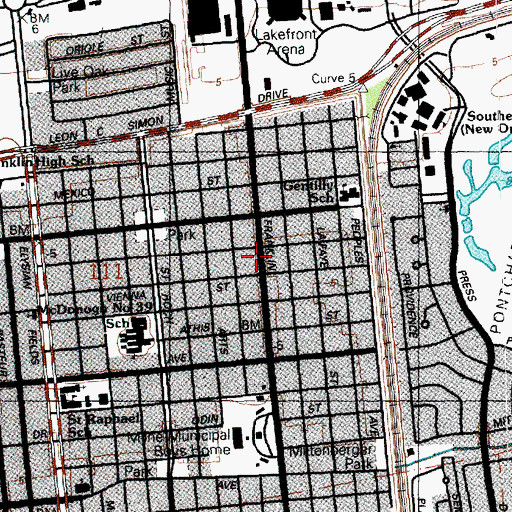 Topographic Map of Little Angels Preschool and Nursery, LA