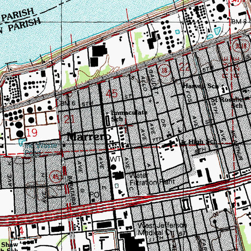 Topographic Map of Marrero Day Care Center Number 1, LA