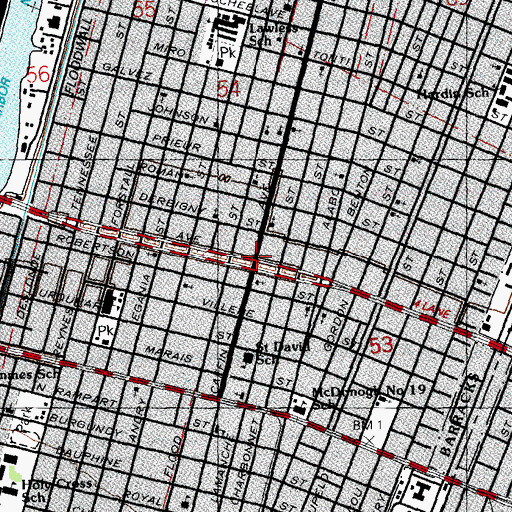Topographic Map of Martin Luther King Branch New Orleans City Library, LA