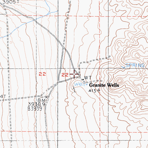 Topographic Map of Granite Wells, CA