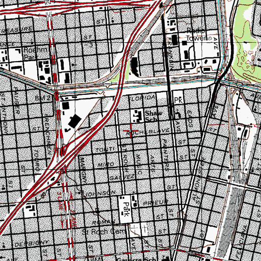 Topographic Map of Mrs Js Little Angels Day Care Center, LA