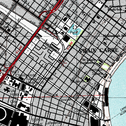 Topographic Map of Saint Jude School of Religion, LA