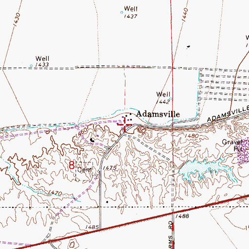 Topographic Map of Adamsville, AZ