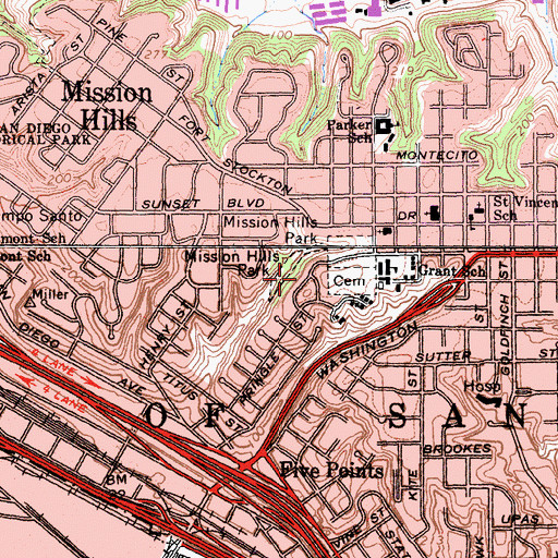 Topographic Map of Grant Elementary School, CA