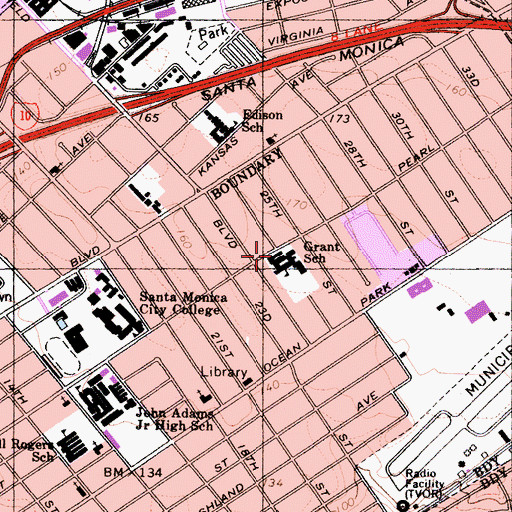 Topographic Map of Grant Elementary School, CA