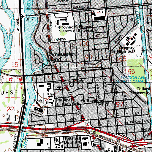Topographic Map of Saint Bernard Baptist Mission Church, LA