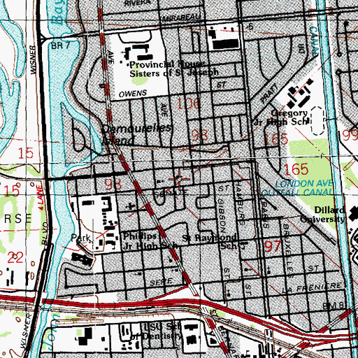 Topographic Map of Saint Bernard Church of God in Christ, LA
