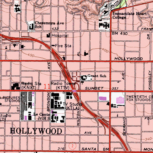 Topographic Map of Grant Elementary School, CA