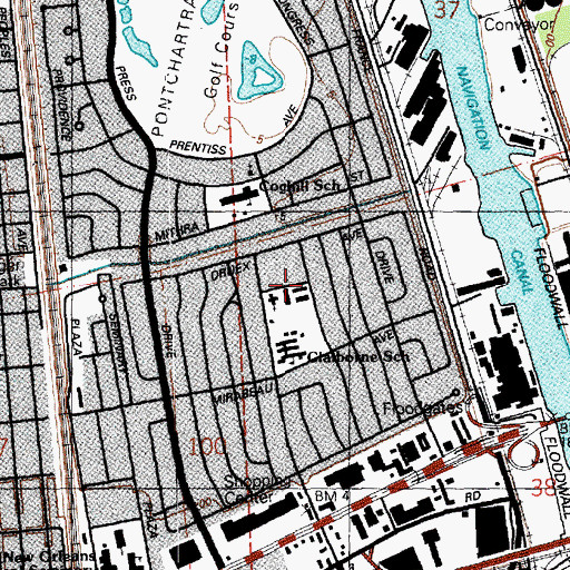 Topographic Map of Saint Gabriel the Archangel Church, LA