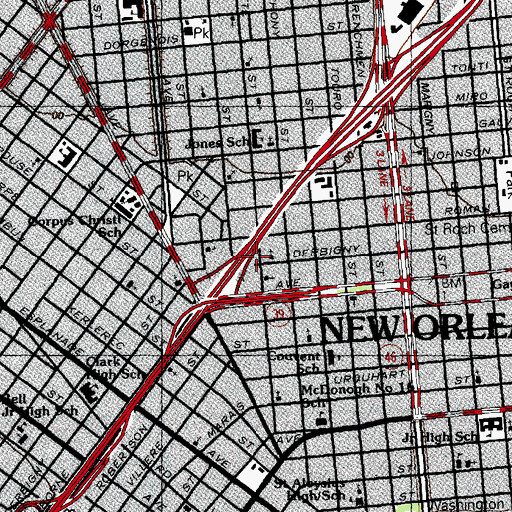 Topographic Map of Saint John Divine Baptist Church, LA