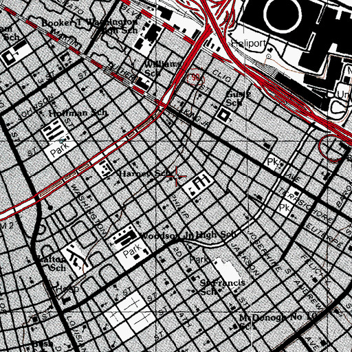 Topographic Map of Saint John Institutional Baptist Church, LA