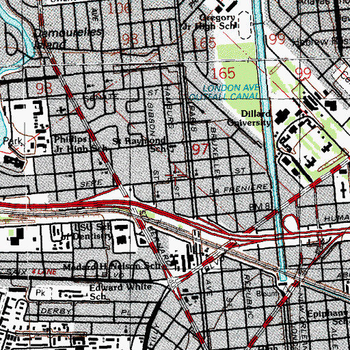 Topographic Map of Saint John Number 5 Baptist Church, LA