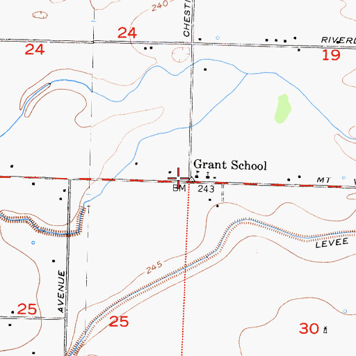 Topographic Map of Grant School, CA