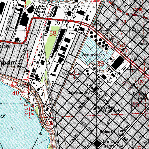 Topographic Map of Saint Marys Temple Church of God in Christ, LA