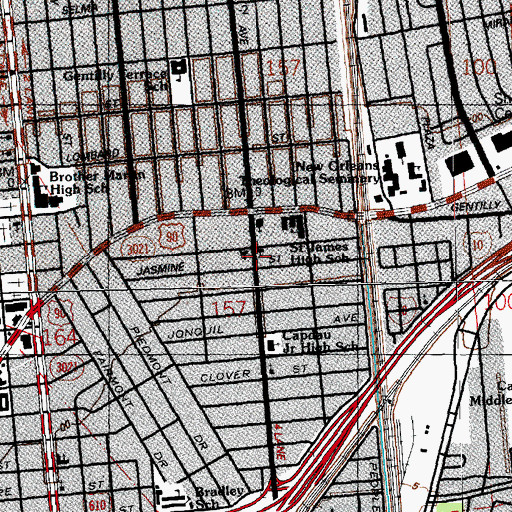 Topographic Map of Saint Matthews Lutheran Church, LA