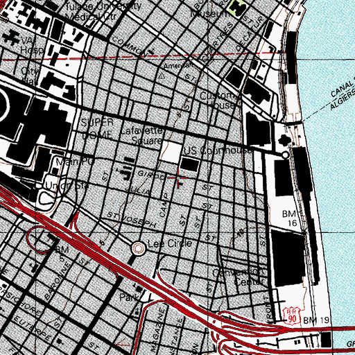 Topographic Map of Saint Patricks Church, LA