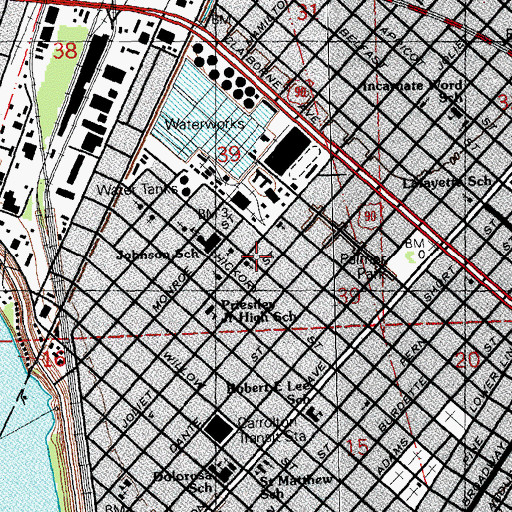 Topographic Map of Saint Paul African Methodist Episcopal Church, LA