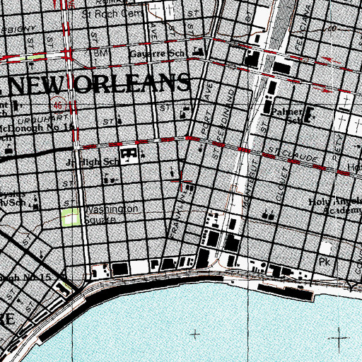 Topographic Map of Saint Paul Lutheran Church, LA