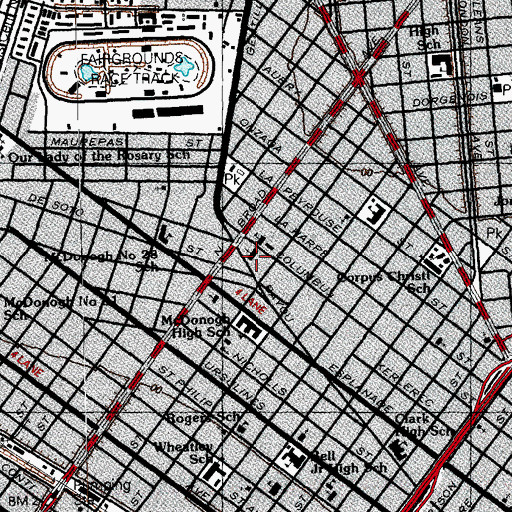 Topographic Map of Saint Rose of Lima Church, LA