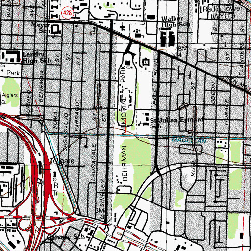 Topographic Map of Saint Stephens Baptist Church, LA