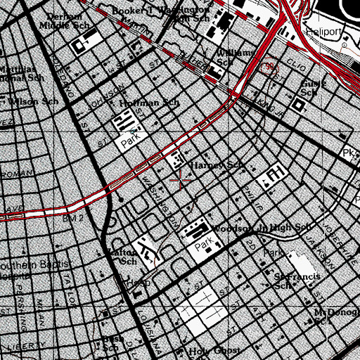 Topographic Map of Second Bright Morning Star Baptist Church, LA
