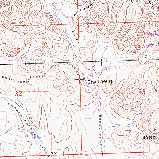 Topographic Map of Grant Wells, CA