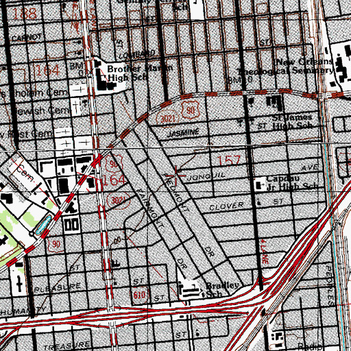 Topographic Map of Shiloh Baptist Church, LA