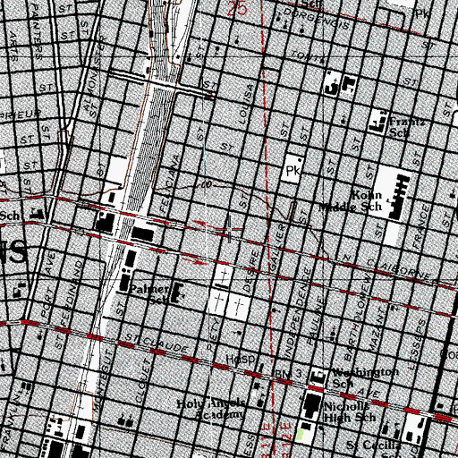 Topographic Map of Taylor Memorial Baptist Church, LA