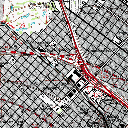 Topographic Map of Trinity Christian Community Church, LA