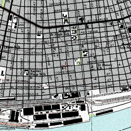 Topographic Map of Valence Street Baptist Church, LA