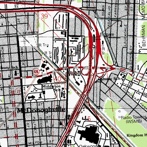 Topographic Map of Word of Truth Fellowship Church, LA