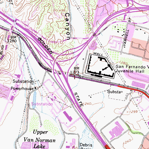 Topographic Map of Grapevine Canyon, CA