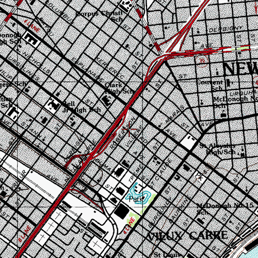 Topographic Map of Zion Hill Missionary Baptist Church, LA
