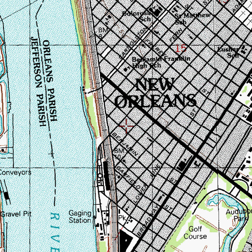 Topographic Map of Zion Travelers First Baptist Church, LA