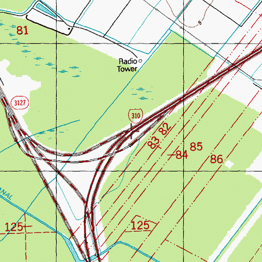 Topographic Map of Interchange 10, LA