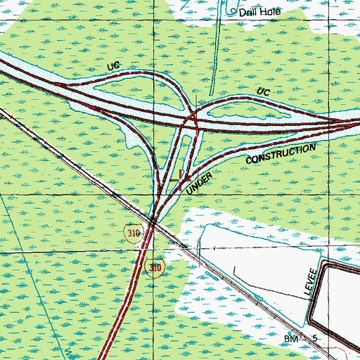 Topographic Map of Interchange 1A, LA