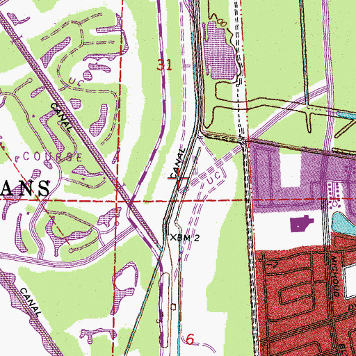 Topographic Map of Interchange 1B, LA