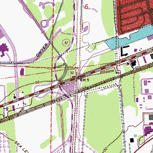 Topographic Map of Interchange 2A, LA
