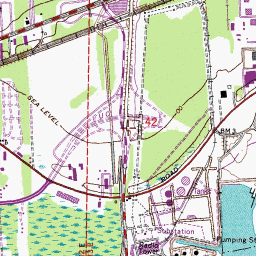 Topographic Map of Interchange 2C, LA