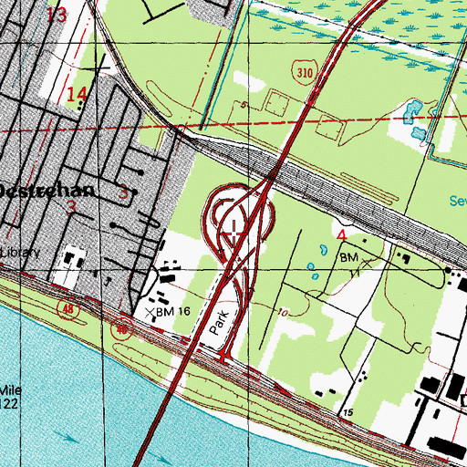 Topographic Map of Interchange 6, LA
