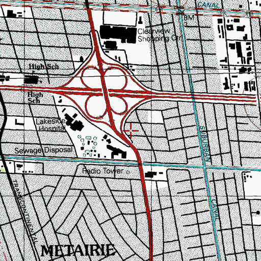 Topographic Map of Advance Care Hospital, LA