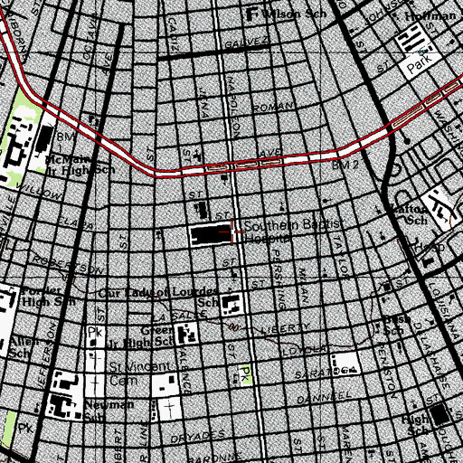 Topographic Map of Ascension Hospital of New Orleans, LA