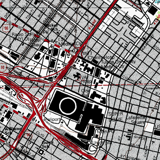 Topographic Map of Oasis Rehabilitation Hospital, LA