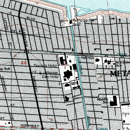 Topographic Map of Saint Theresa Specialty Hospital East Jefferson Campus - Metairie, LA