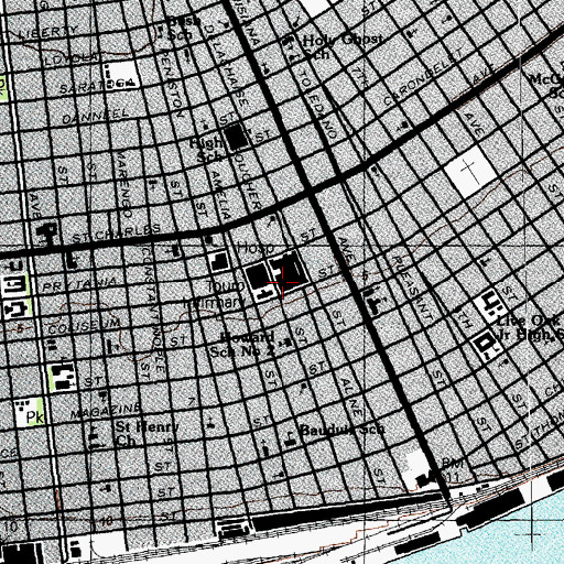 Topographic Map of Speciality Hospital of New Orleans, LA