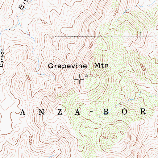 Topographic Map of Grapevine Mountain, CA