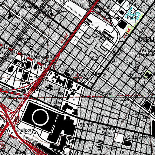 Topographic Map of Tulane Hospital for Children, LA