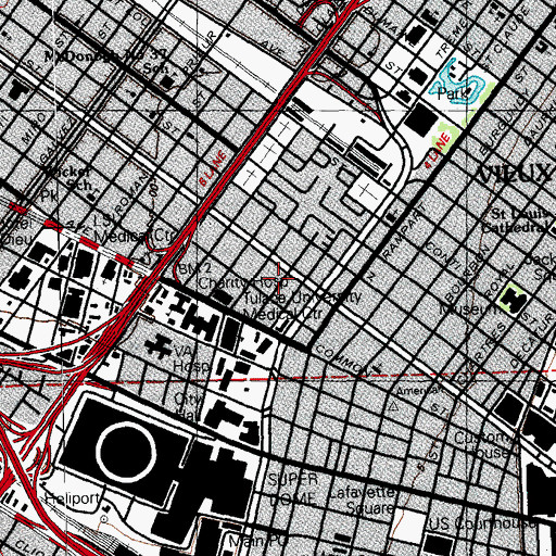 Topographic Map of Tulane Xavier National Womens Center and Clinic, LA