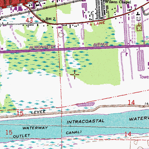 Topographic Map of Amid Landfill, LA